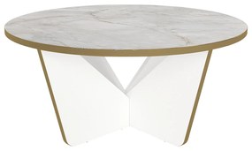 Masă de cafea, Marble Elegance, UnicUtil, 75x75x35 cm, Alb-Auriu, UUMC17
