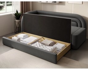 Canapea taupe extensibilă/cu spațiu de depozitare cu tapițerie din catifea cu colț pe partea stângă 223 cm Fabillo – ELTAP