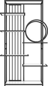 Raft metalic în stil modern, design pe mai multe niveluri cu șase rafturi, 100x30x180 cm, Alb + Negru