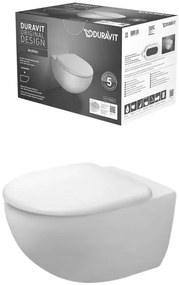 Set Vas WC suspendat cu capac soft close Duravit Architec Rimless 37x58 cm evacuare orizontala