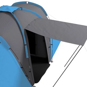 Outsunny Cort de camping pentru familie 4-6 pers. impermeabil ușor de asamblat 2 uși mari dim. 5,55 x 2,25 x 1,9 m gri închis și albastru | Aosom Romania
