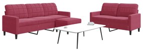 vidaXL Set canapea cu perne, 3 piese, roșu vin, catifea