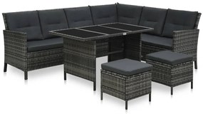 48146 vidaXL Set mobilier de grădină cu perne, 4 piese, poliratan, gri