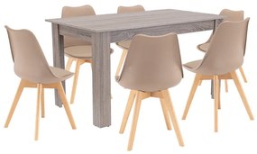 Set de masă Zara 6+1 bej-stejar York