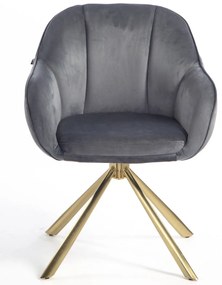 HR2055 BAZĂ STEA Scaun Grafit din Catifea cu Bază Aurie