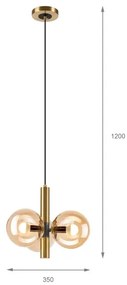 Lustră pe cablu ROLLO 3xE14/5W/230V auriu/bej fumuriu