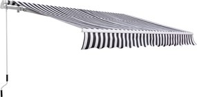 Outsunny Markiză cu braț articulat - Protecție solară cu manivelă 3,5 x 2,5 m Gri+Alb Aluminiu Poliester | Aosom Romania