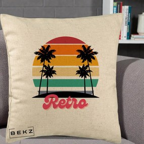 Perna Decorativa Retro Sunset Palmieri, 40x40 cm, Bej, Husa Detasabila, Perna Inclusa, BEKZ®