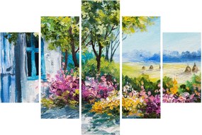 Tablou - Grădina din fața casei, pictură în ulei (150x105 cm)