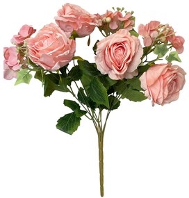 Trandafiri roz-somon artificiali MIREILLE, 40cm