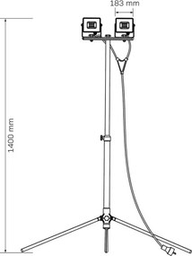 Proiector LED cu stativ 2xLED/50W/230V 6500K IP65 galben