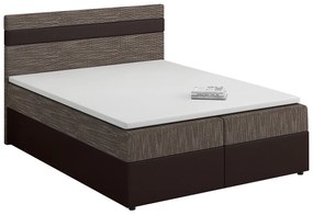 Pat matrimonial Boxspring 140x200 cm Mimosa (cu saltea și somieră) (negru + maro). 1007801