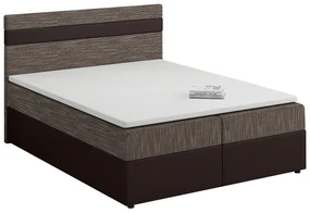 Pat matrimonial Boxspring 140x200 cm Mimosa (cu saltea și somieră) (negru + maro). 1007801