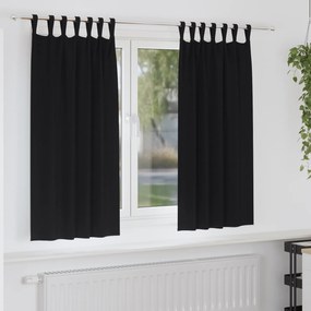 vidaXL Perdele opace cu perdele 2 pcs Negru 175 x 140 cm Poliester