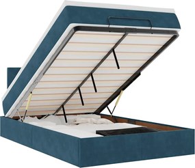 vidaXL Cadru de pat otoman cu saltea Albastru închis 120x200cm catifea