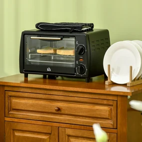 Mini Cuptor electric negru 36,5x26x22cm ,HOMCOM, 10L, temporizator, grila si tava incluse, 750 W, | Aosom Romania