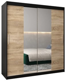 Dulap de haine 180 cm Toki 1 (negru mat + stejar sonoma). 1064922