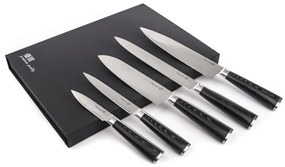 Set de cuțite G21 Damascus Premium în bloc de bambus, cutie, 5 bucăți + piatră de ascuțit