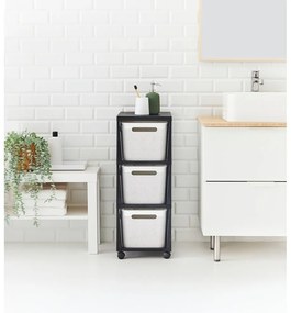 Etajeră pe roți albă/neagră din plastic 30x77 cm Brisen - Rotho