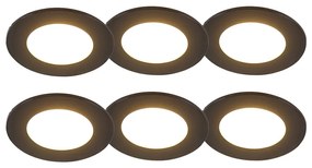 Set de 6 spoturi îngropate negre inclusiv LED reglabil în 3 trepte IP65 - Blanca
