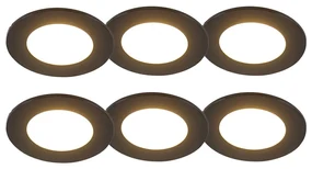 Set de 6 spoturi îngropate negre inclusiv LED reglabil în 3 trepte IP65 - Blanca
