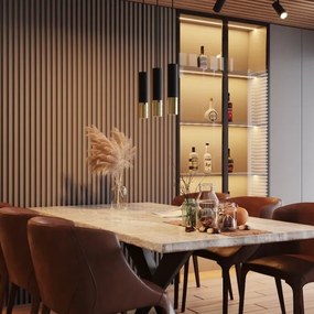 Lustră pe cablu LOOPEZ 2xGU10/40W/230V neagră/aurie Sollux SL.0953