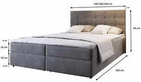 Pat tapițat boxspring GLORIEN 160x200 cm purpuriu Saltea: Saltea cu arcuri Bonell