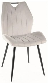 Scaun de bucaterie Arco Velvet, gri deschis/negru
