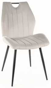 Scaun de bucaterie Arco Velvet, gri deschis/negru