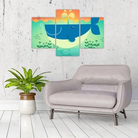 Tablou - Balenă veselă în mare (90x60 cm)