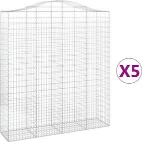 vidaXL Coșuri gabion arcuite, 5 buc, 200x50x220/240cm, fier galvanizat