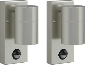 vidaXL Lumină de perete pentru exterior 2 pcs Argintiu