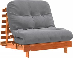 vidaXL Canapea futon cu saltea, maro, 90x206x11 cm, lemn masiv de pin