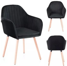 Scaun de sufragerie din catifea neagra LACELLE