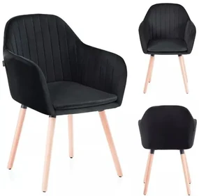 Scaun de sufragerie din catifea neagra LACELLE