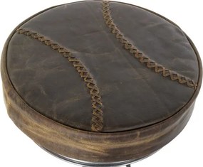 Scaun de bar vintage din metal și piele naturală maro, cu pedale, „Pedals"