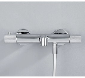 Baterie argintiu-lucios pentru cadă cu montare pe perete (2 ieșiri) Solaris – Sapho