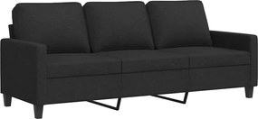 vidaXL Canapea cu 3 locuri, negru, 180 cm, material textil