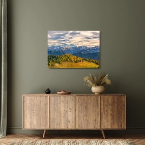Tablou pe sticlă - panorama montană (70x50 cm)