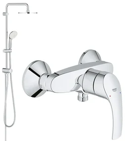 Pachet: Coloana dus Grohe New Tempesta 210,crom,montare pe perete, baterie cabina dus Eurosmart ( 26381001,33555003 )