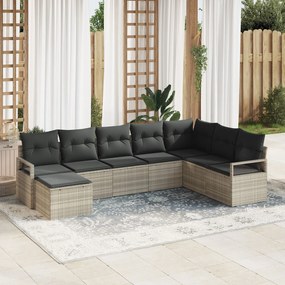 vidaXL Set de canapele pentru grădină 7 pcs Gri deschis Rattan poli