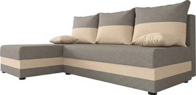 Coltar extensibil de tip L dublu fata VALERIO SLIM 200x140 cm, gri deschis/bej + 2 pernute GRATUIT