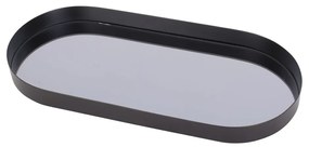 Tavă cu oglindă fumurie PT LIVING Oval, lățime 18 cm, negru