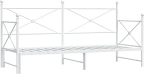 vidaXL Pat de zi cu șuviț fără saltea Alb 90x200 cm Oțel