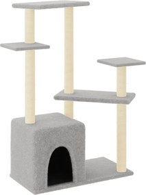 vidaXL Ansamblu pisici cu stâlpi din funie sisal, gri deschis, 107,5cm