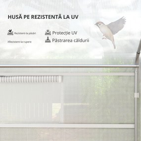 Outsunny Seră de grădină 4 x 3 x 2m cu uși rulabile și ferestre mari, seră tunel de grădină, alb | Aosom Romania