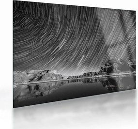 Tablou pe sticlă albnegru cu cerul și stele (70x50 cm)