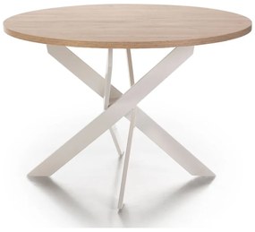 Masă de dining rotundă cu blat cu aspect de lemn de stejar ø 120 cm Ther – Marckeric