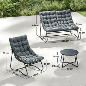 Outsunny Set mobilier grădină 4 piese cu perne groase 8 cm - Mobilier exterior din oțel și textilenă respirantă, gri | Aosom Romania