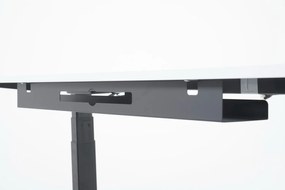 Viva Upgrade Pro 2.0, Birou reglabil cu blat lemn masiv, trecere cabluri, desk pad - Negru